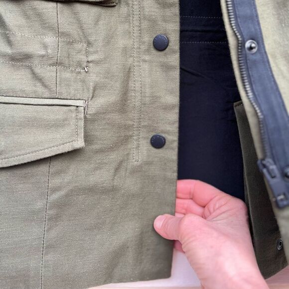 Rag & Bone olive color jacket, front applied pockets, snap closure, drawstring,S - Picture 7 of 16